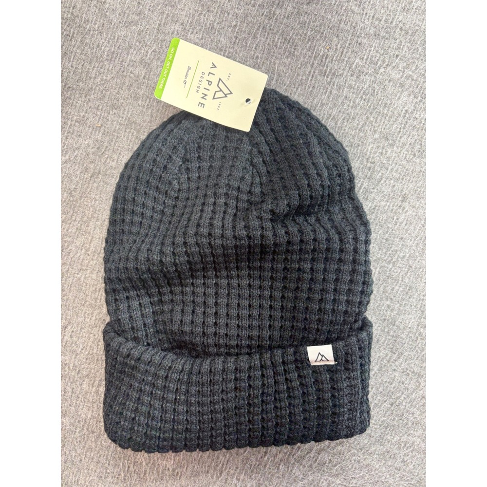 Alpine‎ Design Womens Slouchy Waffle Beanie Black Knit Winter Hat ADWA3000 NEW